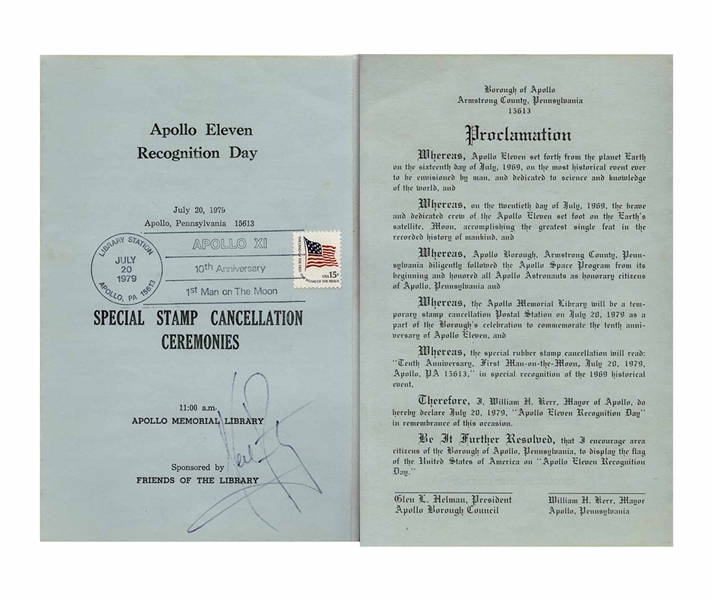 Neil Armstrong Signed Program Commemorating the 10th Anniversary of Apollo 11